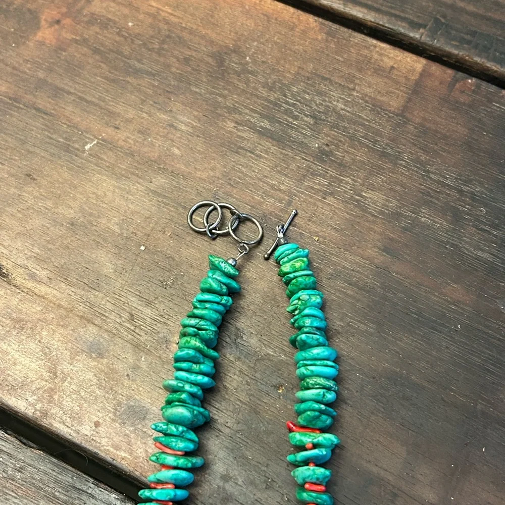 Turquoise and Silver Cross Necklace - Picture 4 of 6